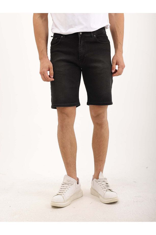 Erkek Regular Fit Asit Yıkama Kot şort - 1