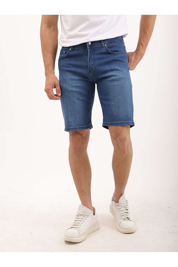 Erkek Regular Fit Asit Yıkama Kot şort - 1