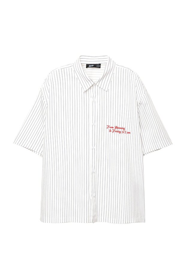 STWD çizgili kısa kollu gömlek - 3