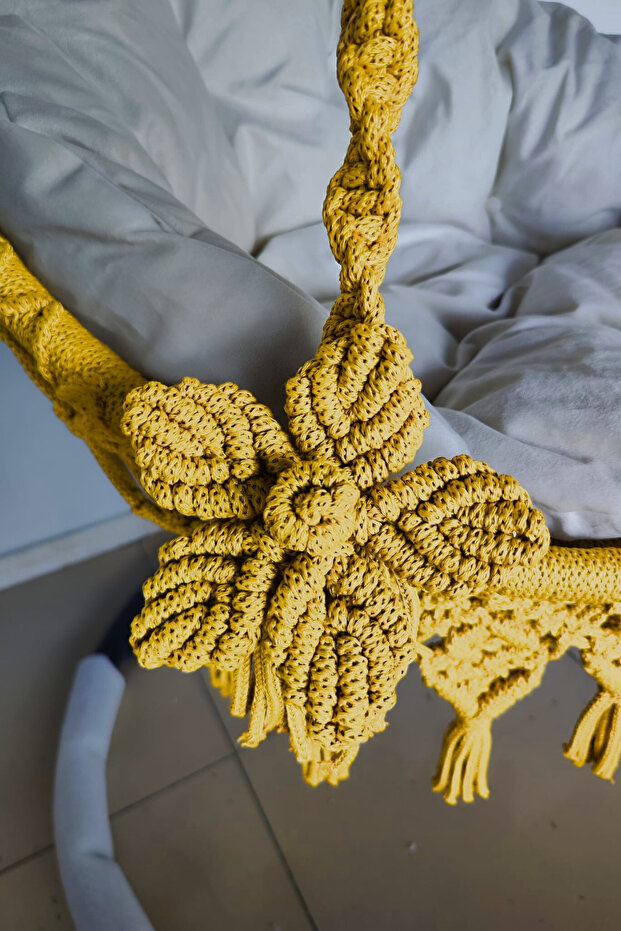 Tek Kişilik Makrome El Örgüsü Salıncak MİS38016SARI - 5