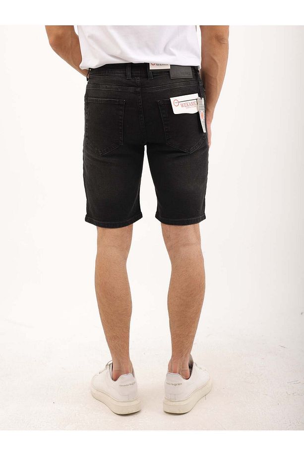 Erkek Regular Fit Asit Yıkama Kot şort - 3