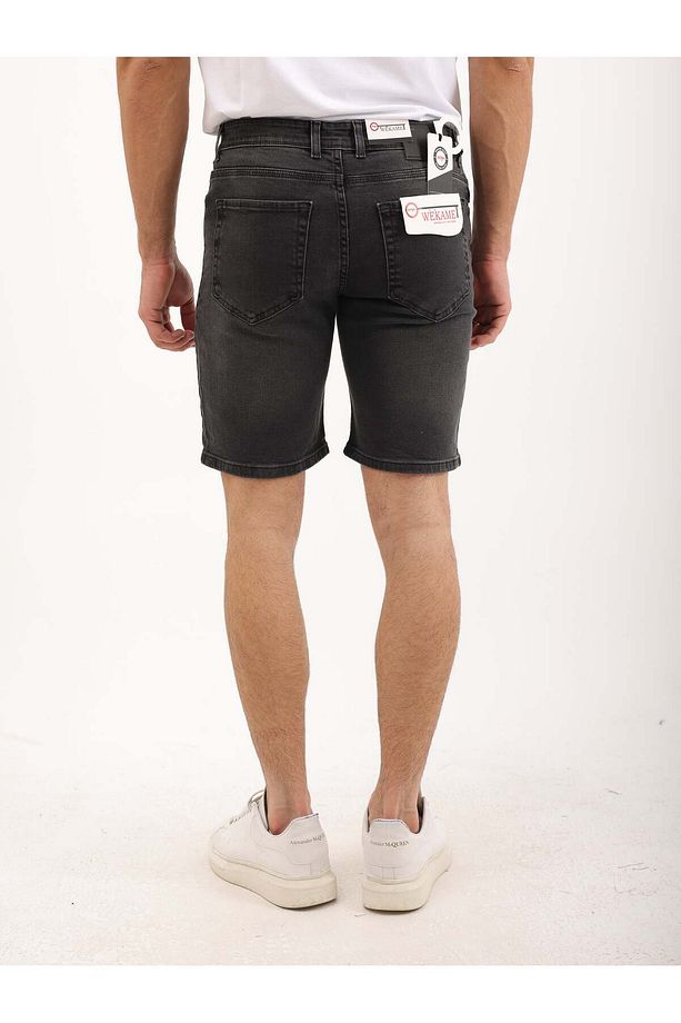 Erkek Regular Fit Asit Yıkama Kot şort - 3