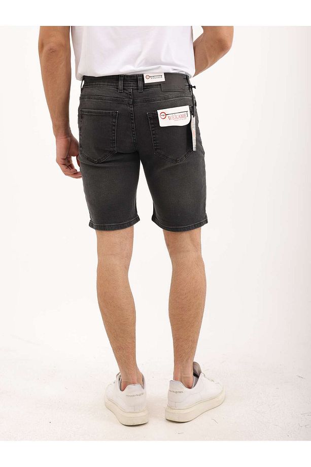 Erkek Regular Fit Asit Yıkama Kot şort - 7