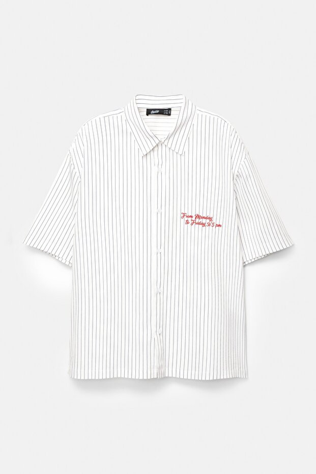 STWD çizgili kısa kollu gömlek - 7