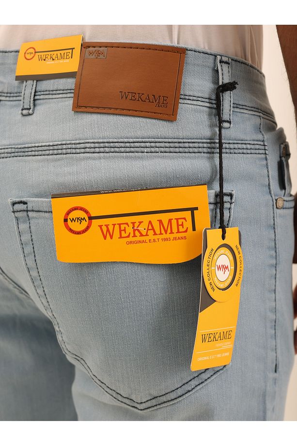 Erkek Regular Fit Asit Yıkama Kot şort - 7