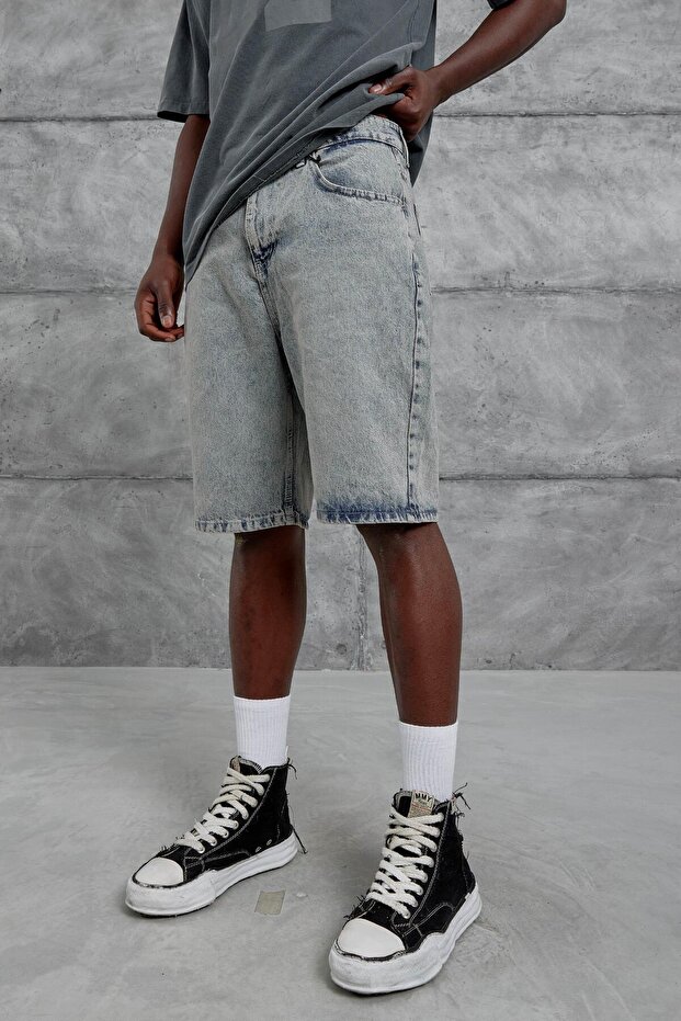 شورت جينز رمادي Mb كبير الحجم - 1