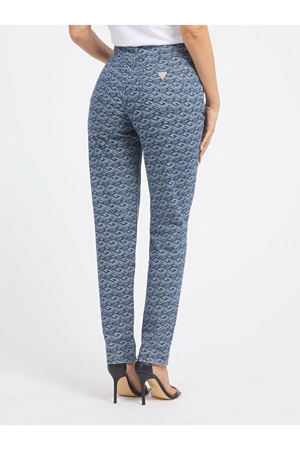 Yüksek Bel Geniş Paça Relaxed Mavi Kadın Denim Pantolon W3BA21D4S31CUBE - 3