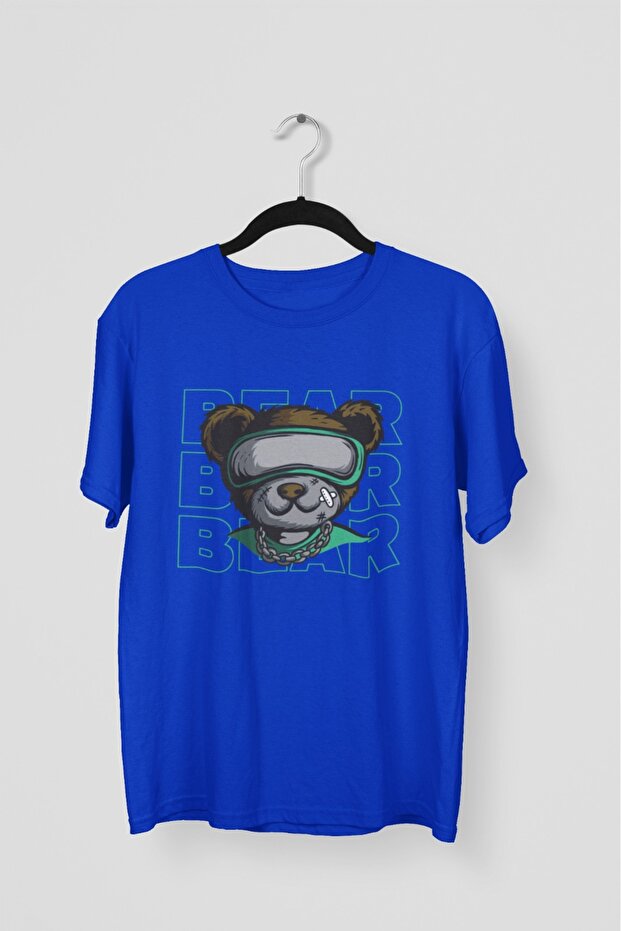 Men/Women -Bear- Transfer Printed Round Neck Short Sleeve T-Shirt