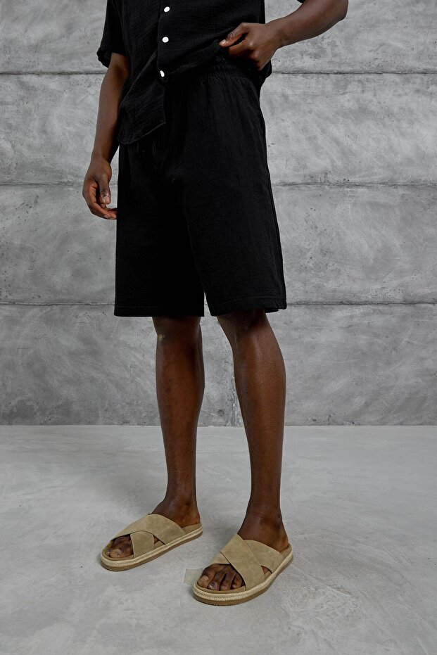 Μαύρο σορτς Muslin Basic - 1