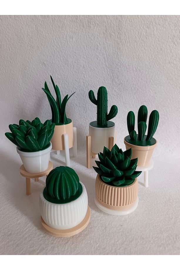 6'lı Yapay Kaktüs Set (18 Parça) - Yapay Çiçek - Yapay Bitki - 3