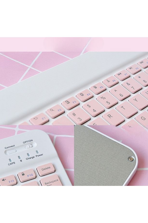 Bluetooth Klavye & Mouse Set IOS Android Windows Uyumlu Şarjlı Taşınabillir Set - 6