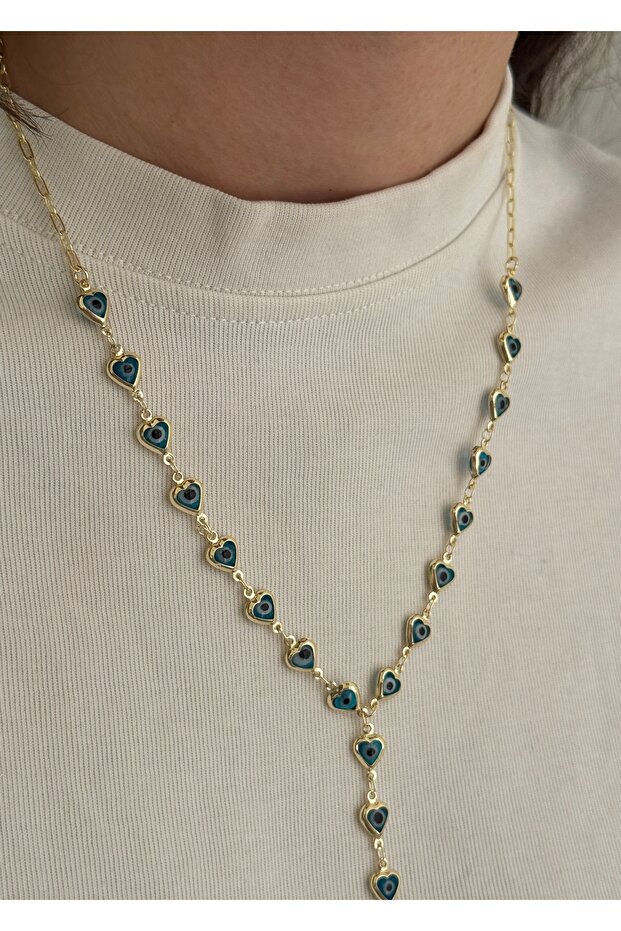 Evil Eye Hearts Y Necklace