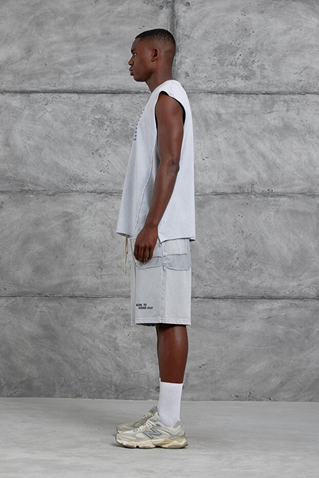 قميص داخلي كبير الحجم مطبوع باللون الرمادي القابل للغسل - 6