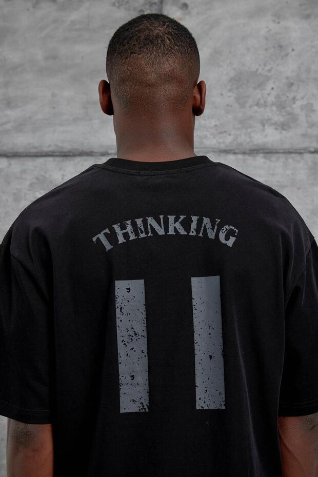 Μαύρο μπλουζάκι 11 Thinking Printed Oversize - 6