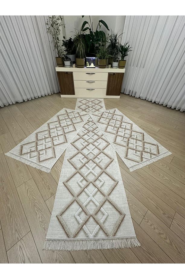 Kaymaz Taban 3 'lü Yatak Odası Halı Takımı 2 Adet 80x150 cm 1 Adet 80x300 cm - 5