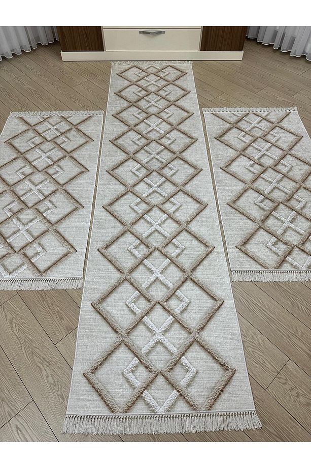 Kaymaz Taban 3 'lü Yatak Odası Halı Takımı 2 Adet 80x150 cm 1 Adet 80x300 cm - 3
