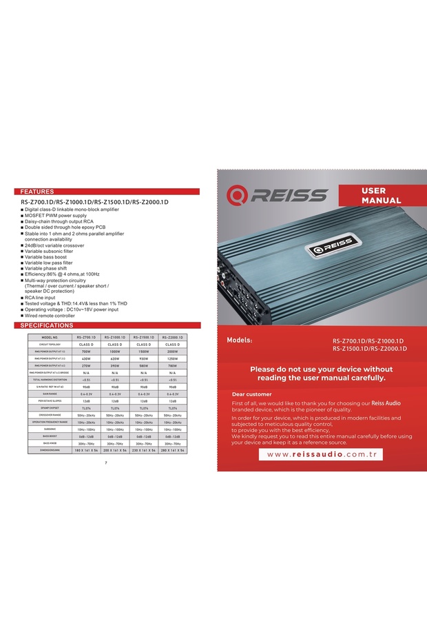 RS-Z1500.1D MONO AMFİ BAS SUBWOOFER AMFİSİ 1 OHM 1500 WATT RMS POWER BAS KONTROL APARATLI - 6