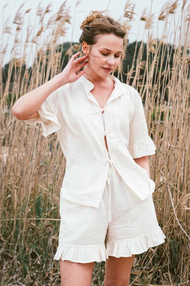 Urika Short Sleeve Women's Pajama Top Natural