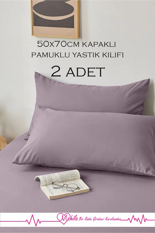 2 Adet Lüks Pamuklu Yastık Kılıfı 50x70 Kapaklı Model, Pamuklu Yastık Kılıfı - 1