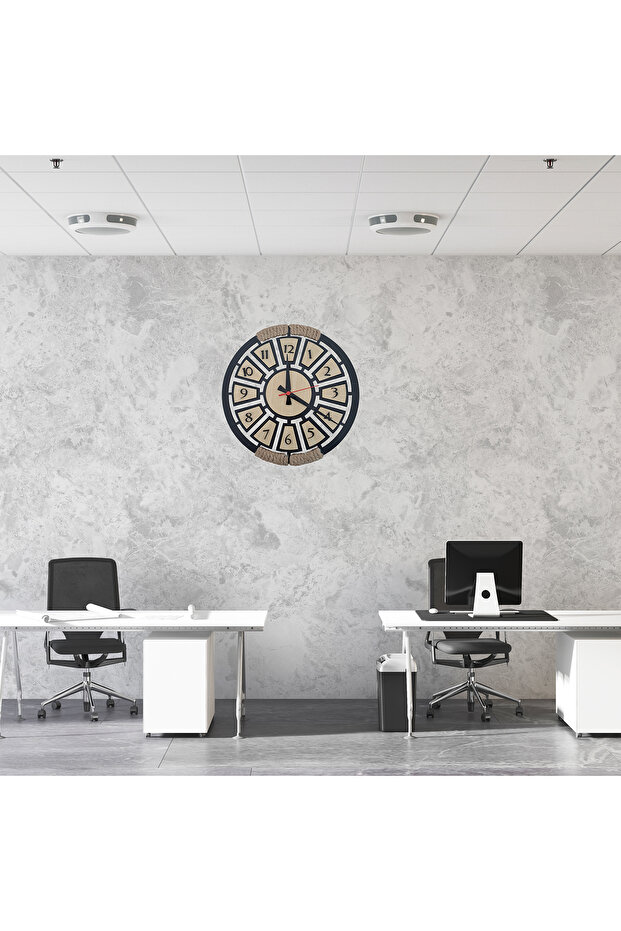 Ahşap Halatlı Modern Duvar Saati - 2