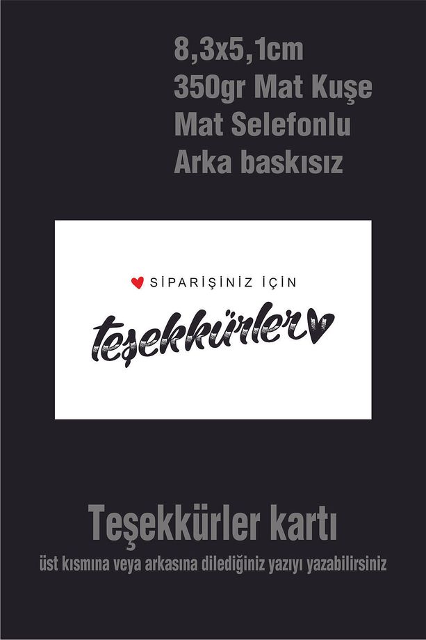 Teşekkürlerrr Kartı 350gr Mat Kuşe/ - 100 Adet 8,3x5,1 Cm - 2