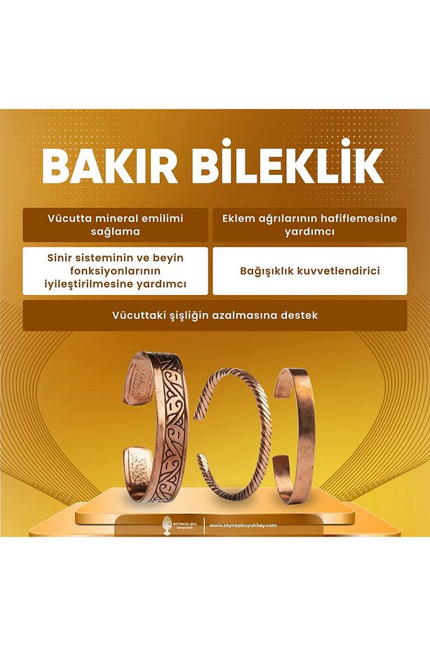 %100 bakır el yapımı bileklik ayarlanabilir ÜNIX - 4
