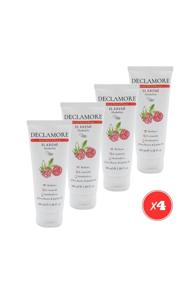 Repairing, Intensive Raspberry Hand and Nail Care Cream for Dry Skin 100ml (4 Packs)