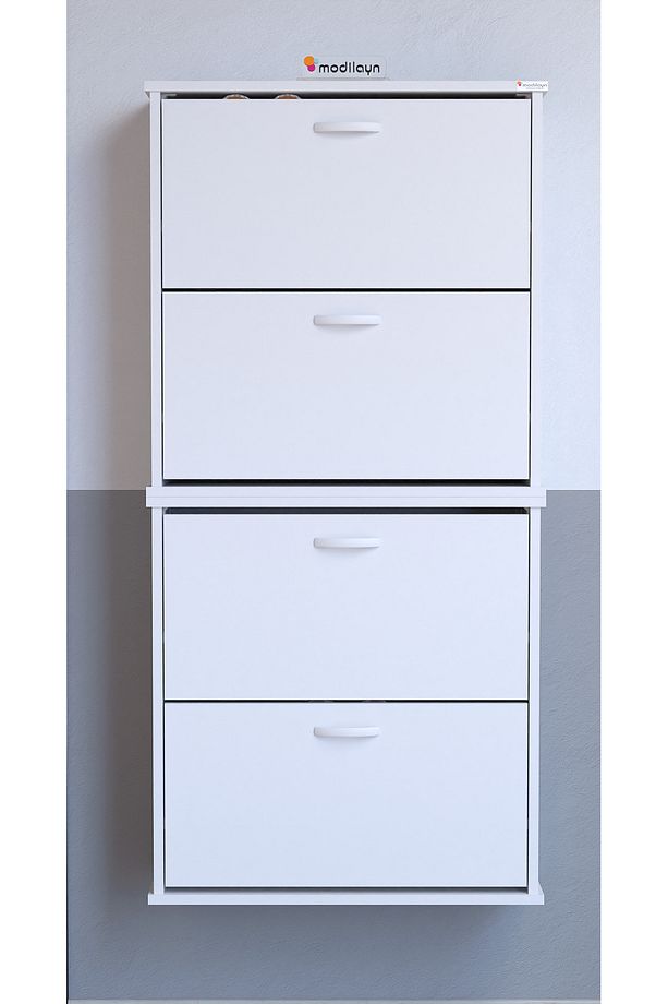 2 Li Asma Kapı Önü 52 x 148 x 25,5 cm’ lik 4 Düşer Kapak 8 Göz Bölmeli Ayakkabılık Ayakkabı Dolabı - 1