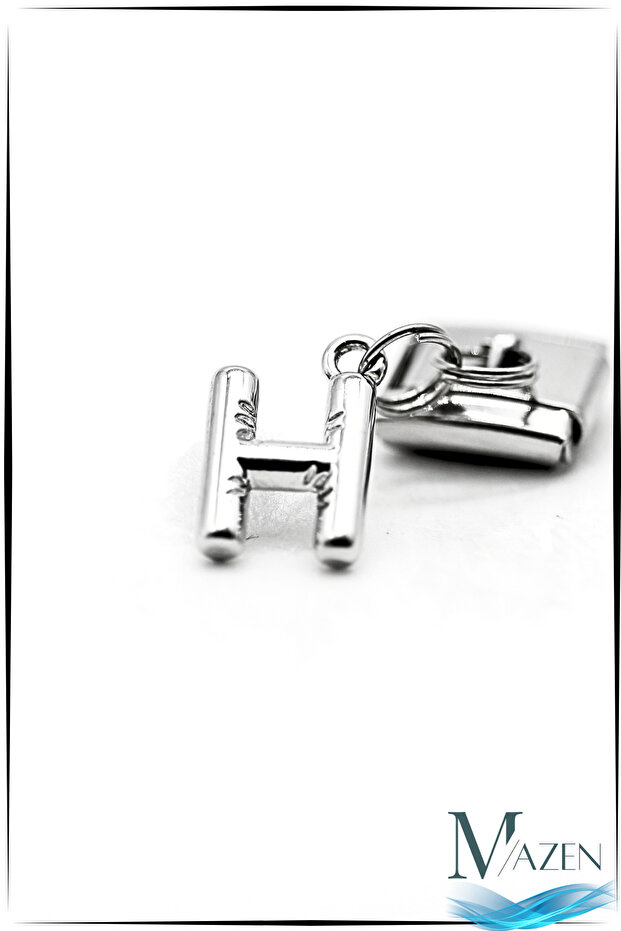 H Letter Hanging Steel Curved Letter Charm – Italian Bracelet Compatible