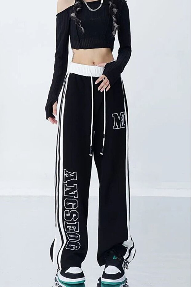 Zip Detail Sweatpants Drawstring Unisex Baggy