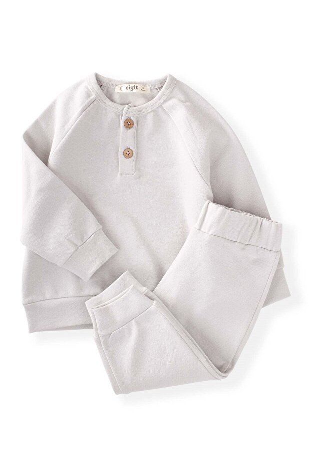Men's Basic Suit with Raglan Sleeve Patch 1-5 Years Off White - 1