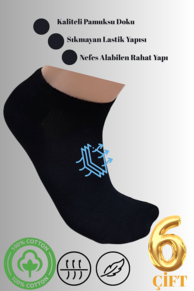 Unisex Boys Girls 6-Piece Cotton Quality Comfortable Mesh Breathable Booties Socks