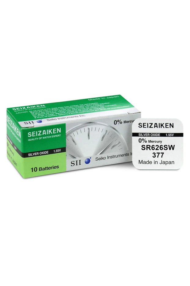 Seizaiken / SEIKO 377 / SR626SW Silver Oxide 1.55V 0%Mercury (Watch) Batteries - 10 Pieces