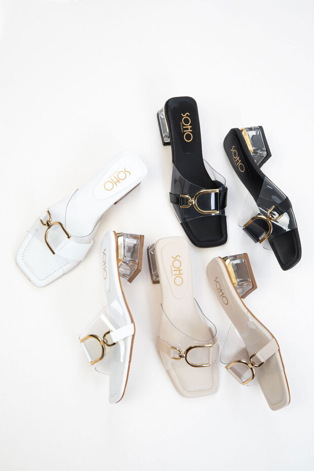 Beżowe damskie klasyczne buty na wysokim obcasie 20640 - 6