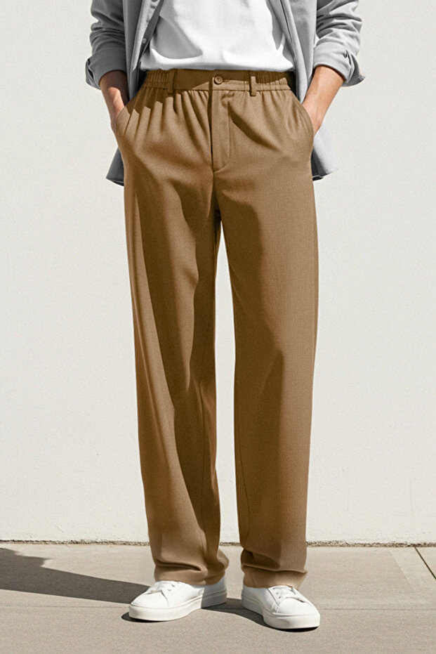 Bej Wide Leg Bol Kumaş Baggy Pantolon TMNSS23PL00039 - 6