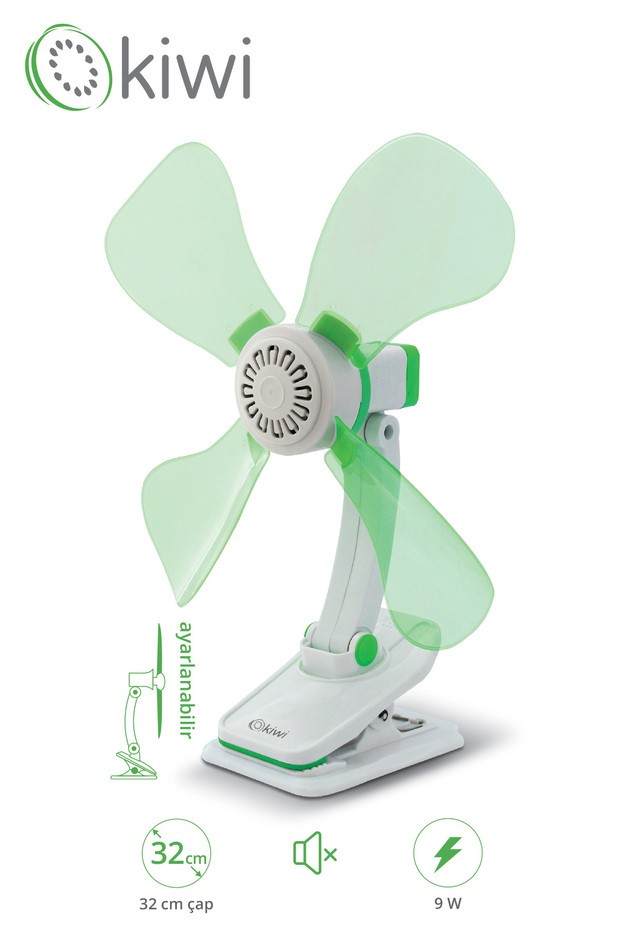 Kfan 7604 Masaüstü Mini Vantilatör Yeşil - 1