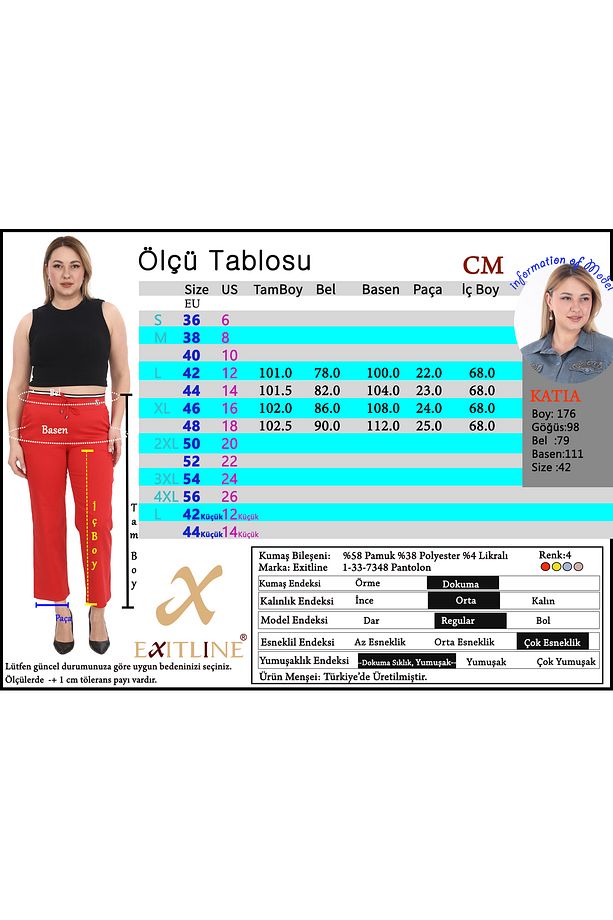 Kadın Lastik Kemerli Özel Taşlı Yazlık Sarı Pantolon - 3