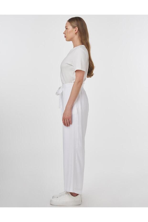 Rahat Kesim Rayon Pantolon Optik Beyaz - 3