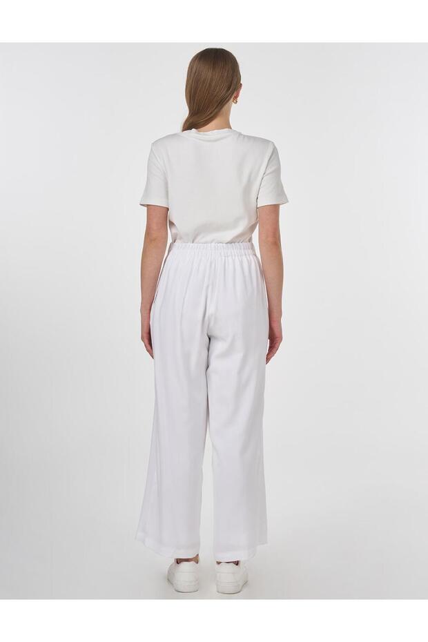 Rahat Kesim Rayon Pantolon Optik Beyaz - 4