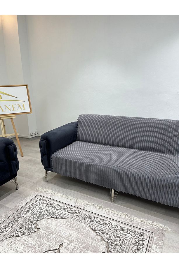 süngerli çekyat örtüsü kadife koltuk kılıfı kanepe örtüsü kaymaz taban - 2