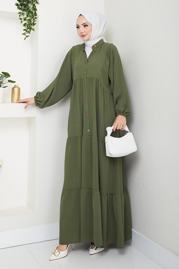 Women's Buttoned Khaki Ayrobin Dress