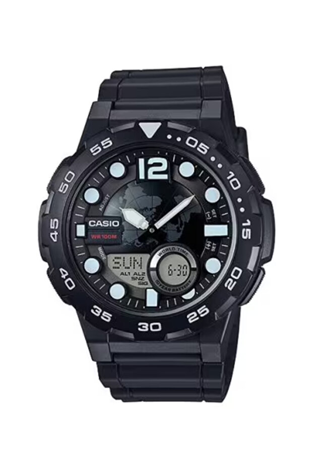 ساعة كاسيو للرجال، أنالوج ورقمية، بمينا أسود - AEQ-100W-1A - 1