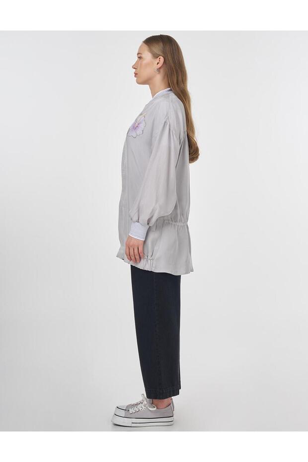 سترة ليوسيل مطرزة باللون الرمادي - 7