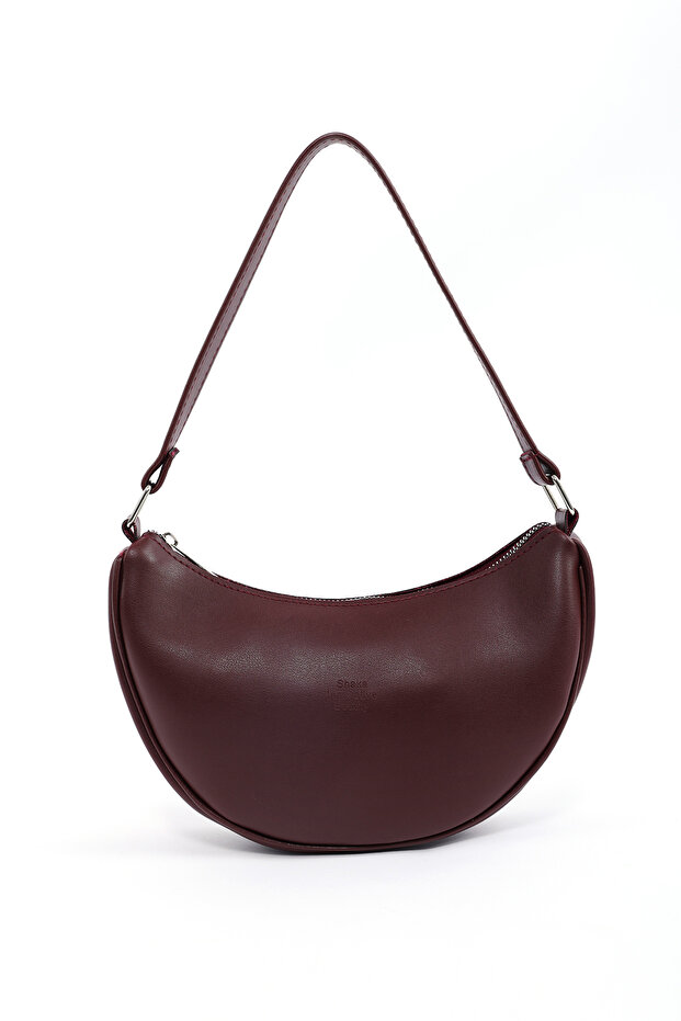 Burgundy Shk26 Single Compartment Faux Leather Hand and Shoulder Bag