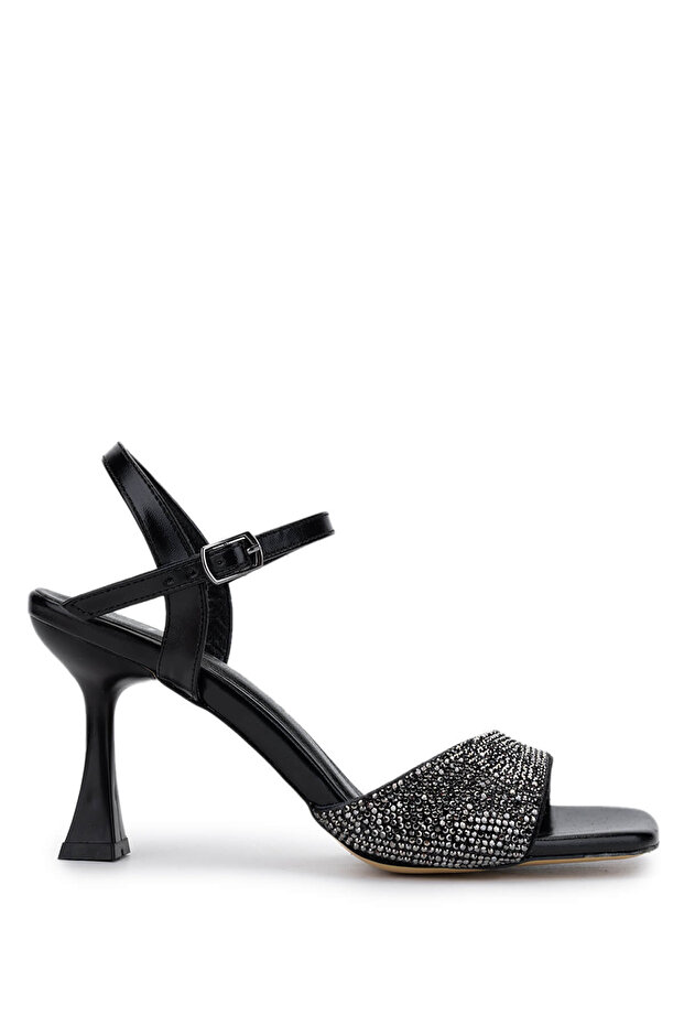 Women's Genuine Leather Black Heeled Shoes