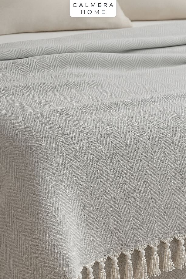 Ecobone Çift Kişilik Pike | Yatak & Koltuk Örtüsü Şalı - Açık Gri - 3