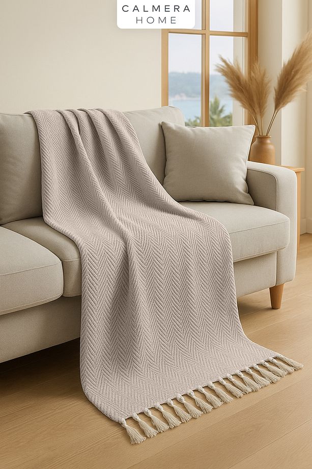 Ecobone Çift Kişilik Pike | Yatak & Koltuk Örtüsü Şalı - Bej - 4