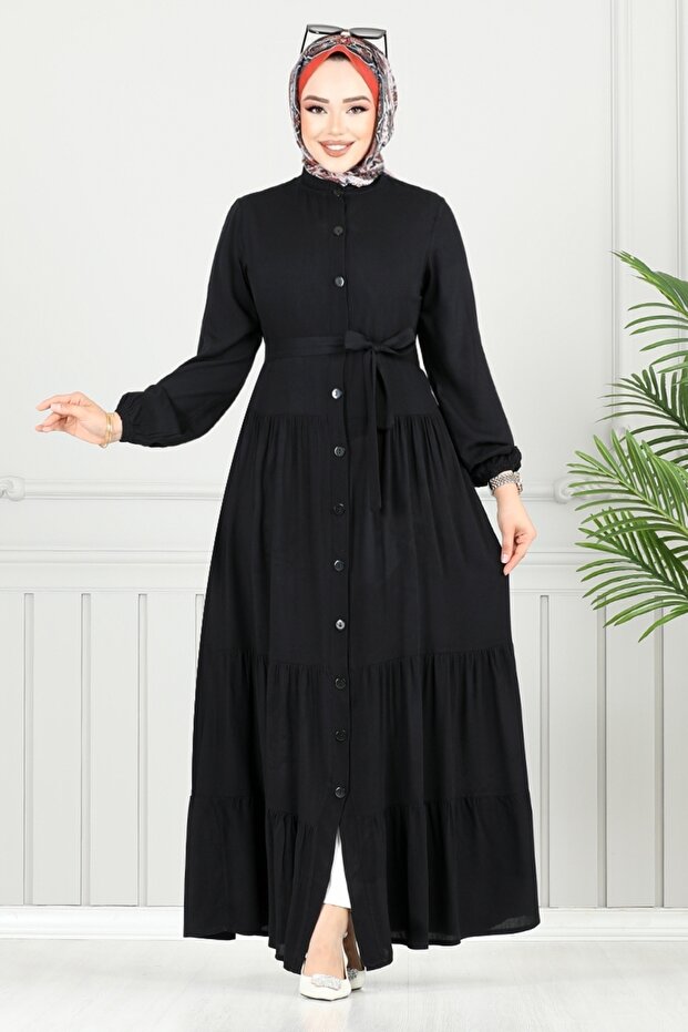 Viscose Dress with Elastic Cuffs 1124Bgs895-M Black
