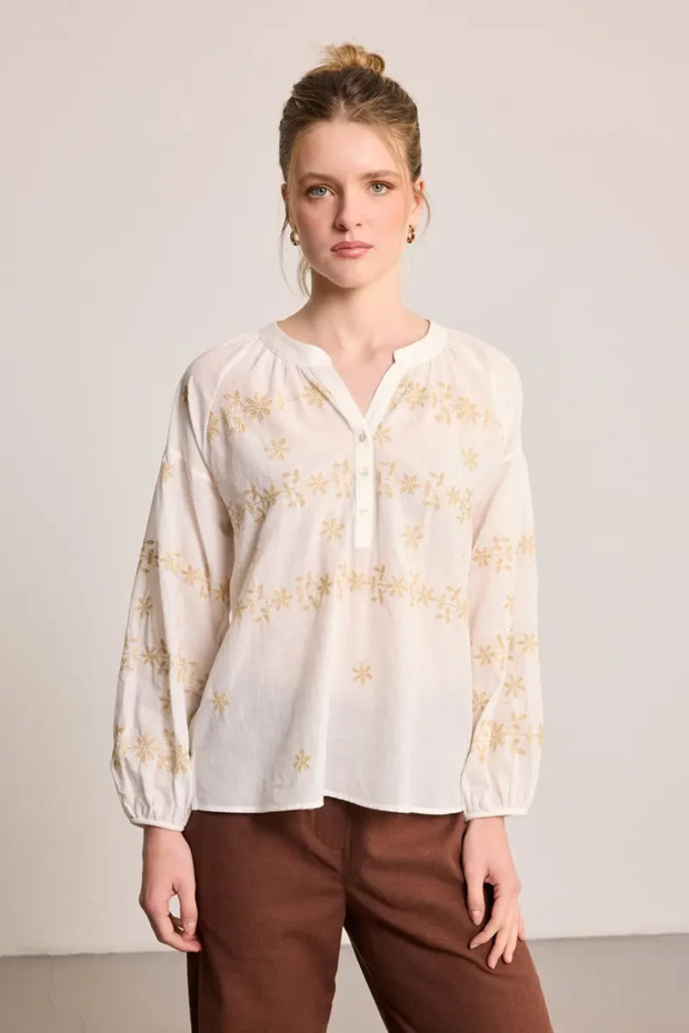 Embroidered Cotton Blouse - White
