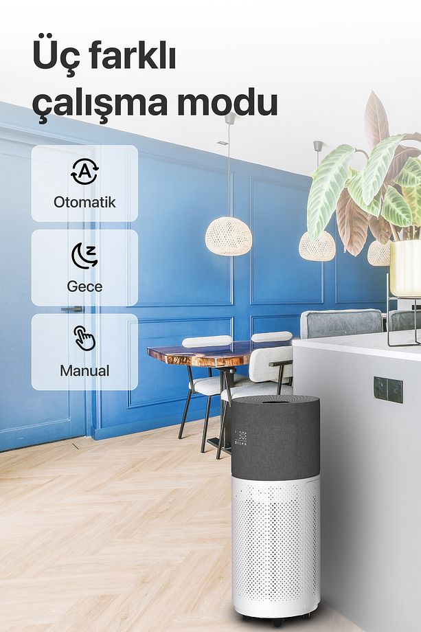 Akıllı Hava Temizleyici 70 M2 Wi-fi Mobil App Air Purifier Cadr 550m³ Karbon Hepa Filtre X7420 Gri - 3